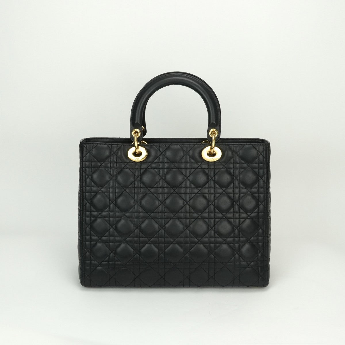 CHRISTIAN DIOR CHRISTIAN DIOR Lady dior large LADY DIOR Cannage bag Tote bag leather black black gold hardware