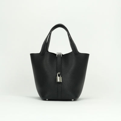 HERMES HERMES Picotin lock PM Picotin lock PM Picotin PM Picotin lock 18 Tote bag Toryon Clemence Noir Black Silver Metal fittings