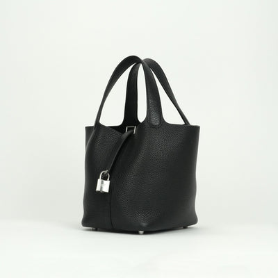HERMES HERMES Picotin lock PM Picotin lock PM Picotin PM Picotin lock 18 Tote bag Toryon Clemence Noir Black Silver Metal fittings
