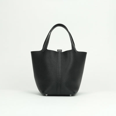 HERMES HERMES Picotin lock PM Picotin lock PM Picotin PM Picotin lock 18 Tote bag Toryon Clemence Noir Black Silver Metal fittings