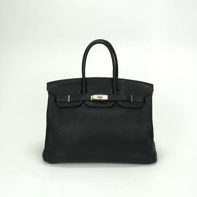 HERMES HERMES Birkin 35 Birkin 35 Bag Tote Bag Taurillon Clemence Noir Black Black Silver Hardware Handbag