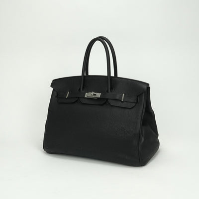 HERMES HERMES Birkin 35 Birkin 35 Bag Tote Bag Taurillon Clemence Noir Black Black Silver Hardware Handbag