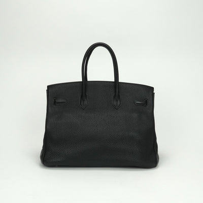 HERMES HERMES Birkin 35 Birkin 35 Bag Tote Bag Taurillon Clemence Noir Black Black Silver Hardware Handbag