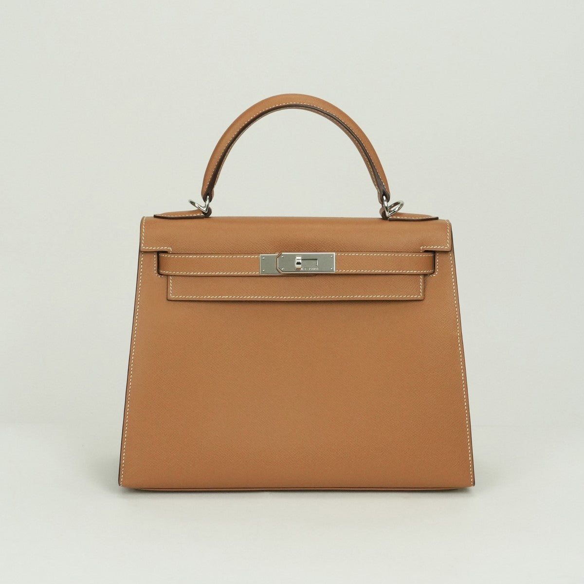 エルメス HERMES ケリー28 ケリー 28 外縫い バッグ トートバッグ ショルダーバッグ エプソン ゴールド ブラウン 茶 シルバー金具 ヴォーエプソン