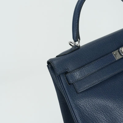 エルメス HERMES ケリー32 ケリー 32 バッグ トートバッグ ショルダーバッグ シェーブルコロマンデル ブルーロイ ブルー 青 シルバー金具 シェブルミゾル コロマンデル 新金具 V字金具