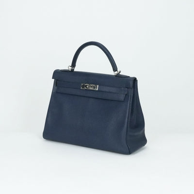 エルメス HERMES ケリー32 ケリー 32 バッグ トートバッグ ショルダーバッグ シェーブルコロマンデル ブルーロイ ブルー 青 シルバー金具 シェブルミゾル コロマンデル 新金具 V字金具