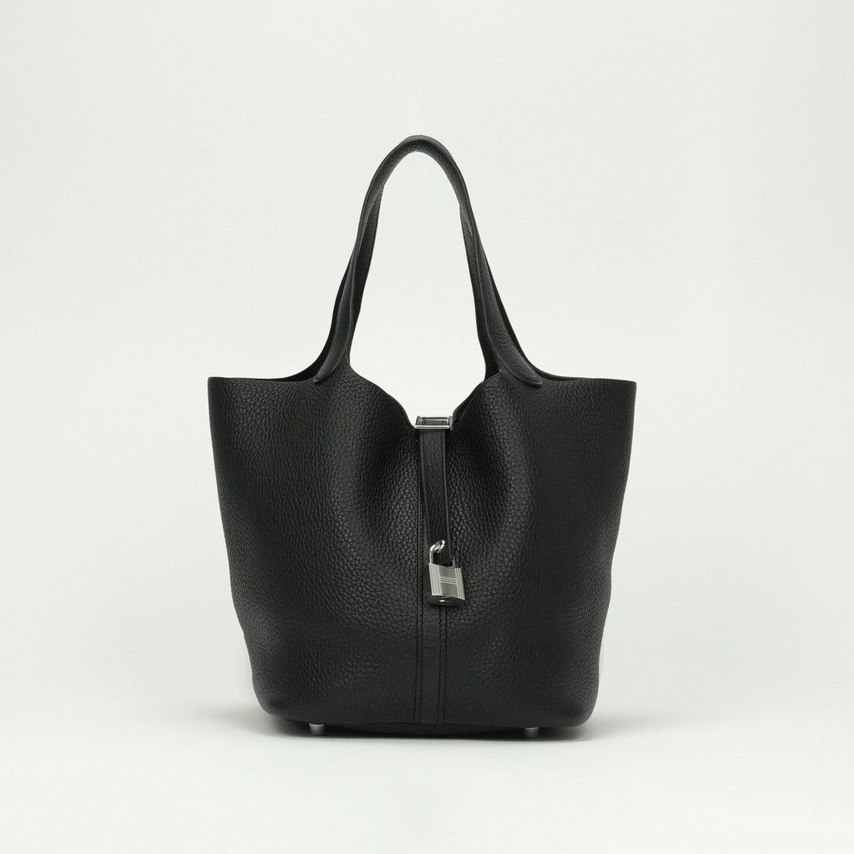 HERMES HERMES Picotin lock MM Picotin lock MM Picotin lock 22 Tote bag Toryon Clemence Noir Black Silver Metal fittings