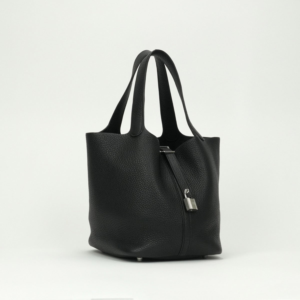 HERMES HERMES Picotin lock MM Picotin lock MM Picotin lock 22 Tote bag Toryon Clemence Noir Black Silver Metal fittings