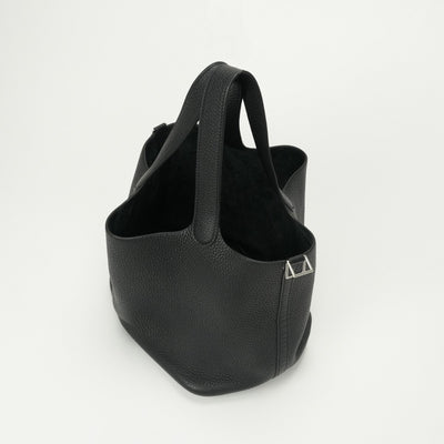 HERMES HERMES Picotin lock MM Picotin lock MM Picotin lock 22 Tote bag Toryon Clemence Noir Black Silver Metal fittings