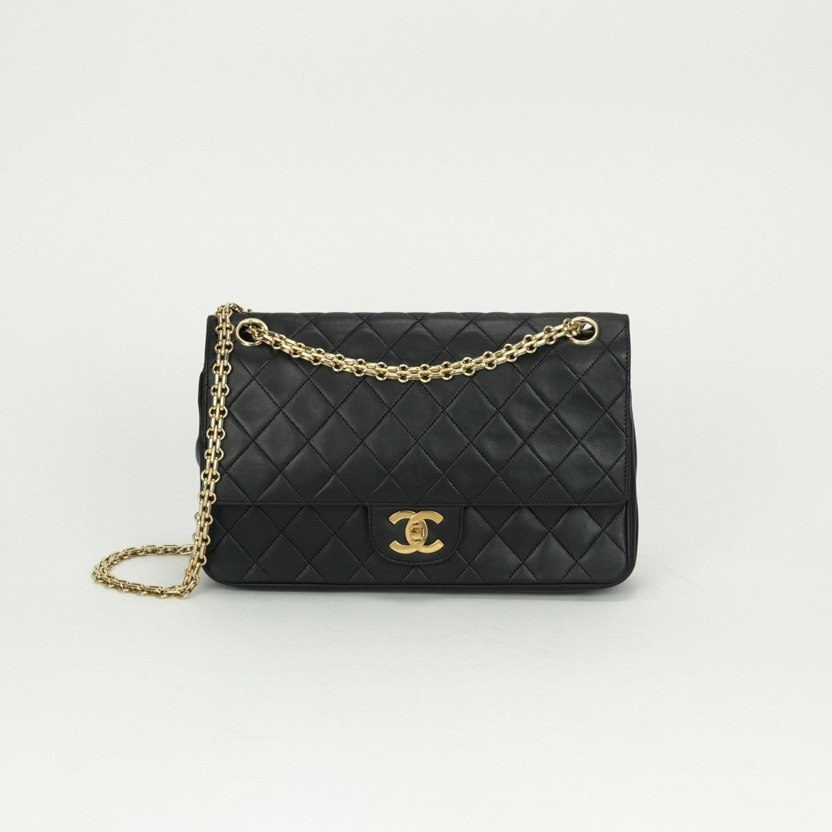 CHANEL CHANEL Matelass? Bag Shoulder Bag Lambskin Black Gold Hardware Chain Shoulder BagW flap W chain Double flap Double chainCoco Mark Turnlock