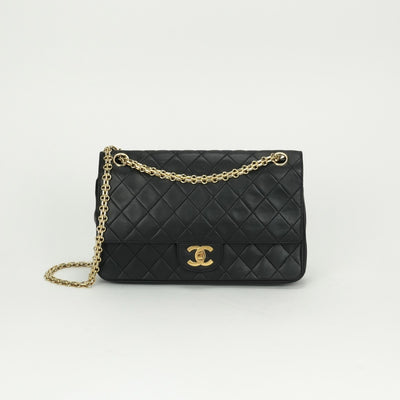 CHANEL CHANEL Matelass? Bag Shoulder Bag Lambskin Black Gold Hardware Chain Shoulder BagW flap W chain Double flap Double chainCoco Mark Turnlock