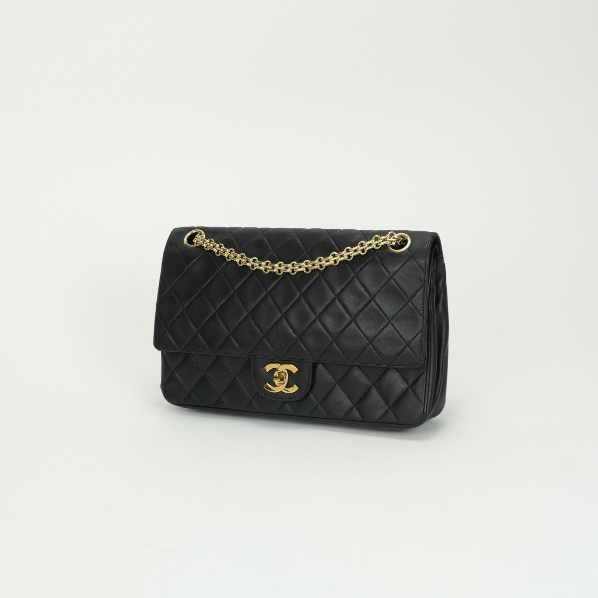 CHANEL CHANEL Matelass? Bag Shoulder Bag Lambskin Black Gold Hardware Chain Shoulder BagW flap W chain Double flap Double chainCoco Mark Turnlock