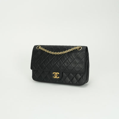 CHANEL CHANEL Matelass? Bag Shoulder Bag Lambskin Black Gold Hardware Chain Shoulder BagW flap W chain Double flap Double chainCoco Mark Turnlock