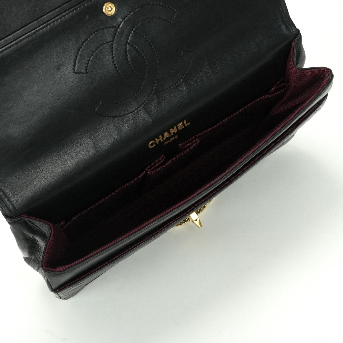 CHANEL CHANEL Matelass? Bag Shoulder Bag Lambskin Black Gold Hardware Chain Shoulder BagW flap W chain Double flap Double chainCoco Mark Turnlock