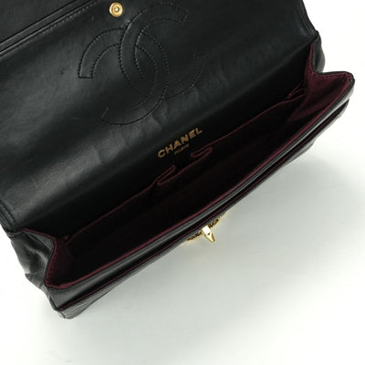 CHANEL CHANEL Matelass? Bag Shoulder Bag Lambskin Black Gold Hardware Chain Shoulder BagW flap W chain Double flap Double chainCoco Mark Turnlock