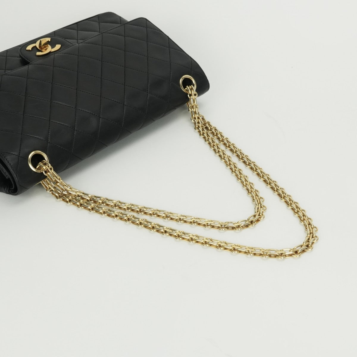 CHANEL CHANEL Matelass? Bag Shoulder Bag Lambskin Black Gold Hardware Chain Shoulder BagW flap W chain Double flap Double chainCoco Mark Turnlock