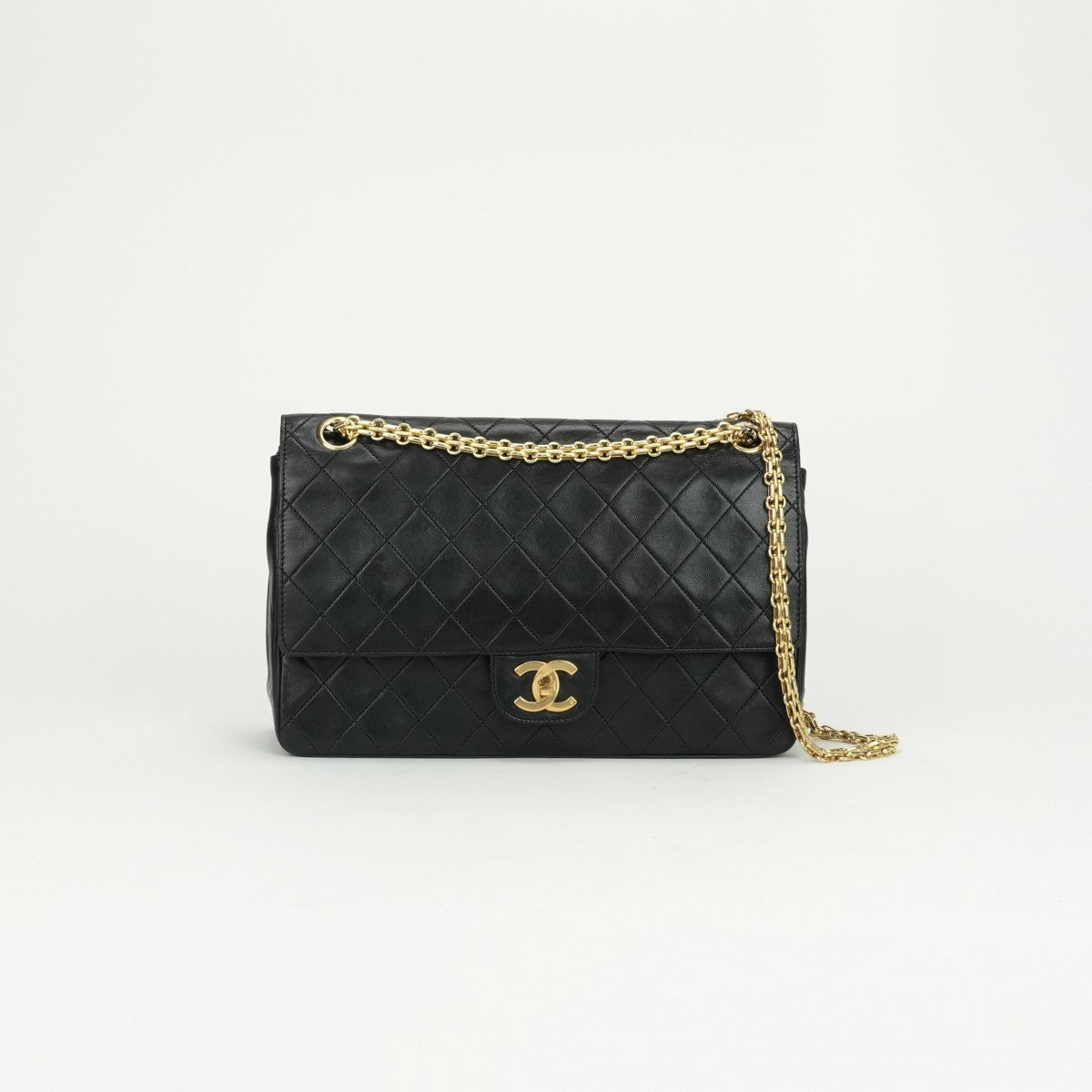 CHANEL CHANEL Matelass? Bag Shoulder Bag Lambskin Black Black Gold Hardware Chain Shoulder BagW flap W chain Double flap Double chainCoco Mark Turnlock