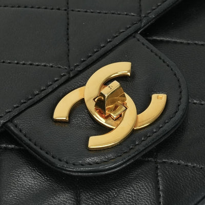 CHANEL CHANEL Matelass? Bag Shoulder Bag Lambskin Black Black Gold Hardware Chain Shoulder BagW flap W chain Double flap Double chainCoco Mark Turnlock