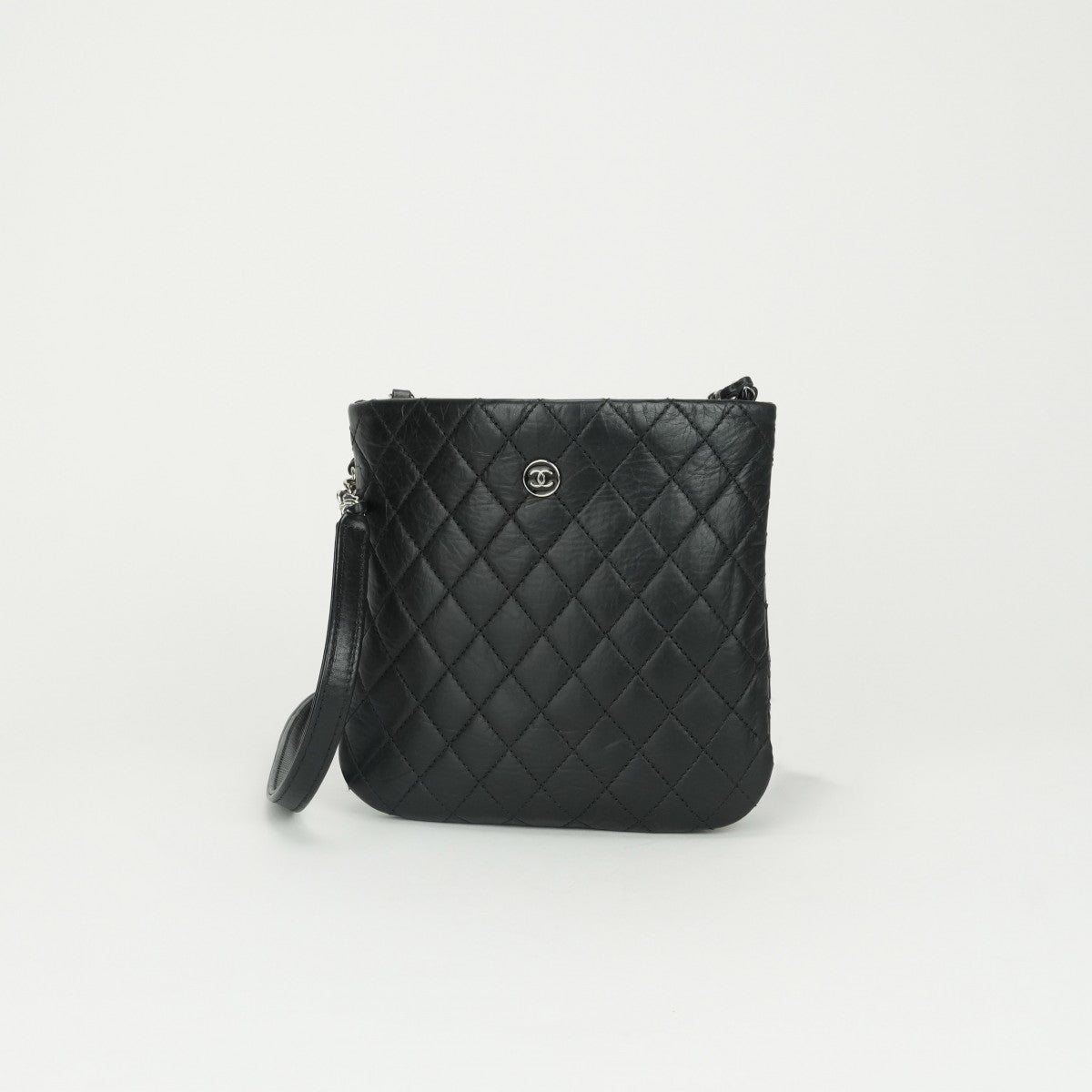CHANEL CHANEL uniform bag shoulder bag calfskin black silver hardware chain shoulder bag coco mark coco button