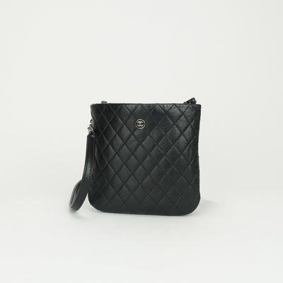CHANEL CHANEL uniform bag shoulder bag calfskin black silver hardware chain shoulder bag coco mark coco button