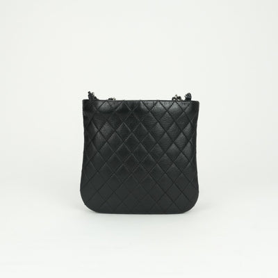 CHANEL CHANEL uniform bag shoulder bag calfskin black silver hardware chain shoulder bag coco mark coco button