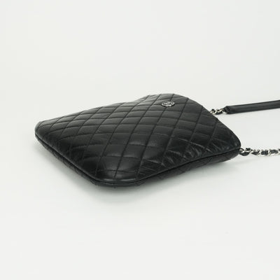 CHANEL CHANEL uniform bag shoulder bag calfskin black silver hardware chain shoulder bag coco mark coco button
