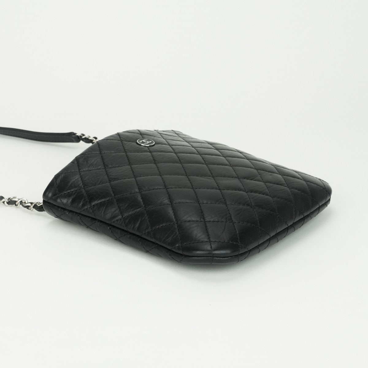 CHANEL CHANEL uniform bag shoulder bag calfskin black silver hardware chain shoulder bag coco mark coco button