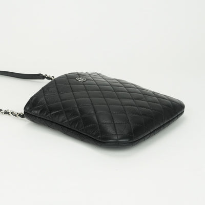 CHANEL CHANEL uniform bag shoulder bag calfskin black silver hardware chain shoulder bag coco mark coco button