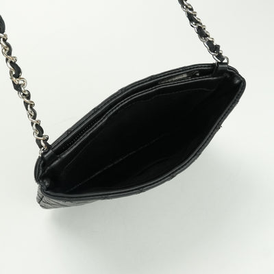 CHANEL CHANEL uniform bag shoulder bag calfskin black silver hardware chain shoulder bag coco mark coco button