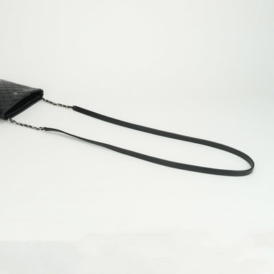 CHANEL CHANEL uniform bag shoulder bag calfskin black silver hardware chain shoulder bag coco mark coco button