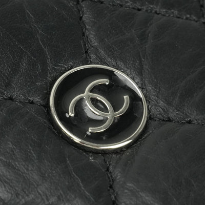 CHANEL CHANEL uniform bag shoulder bag calfskin black silver hardware chain shoulder bag coco mark coco button