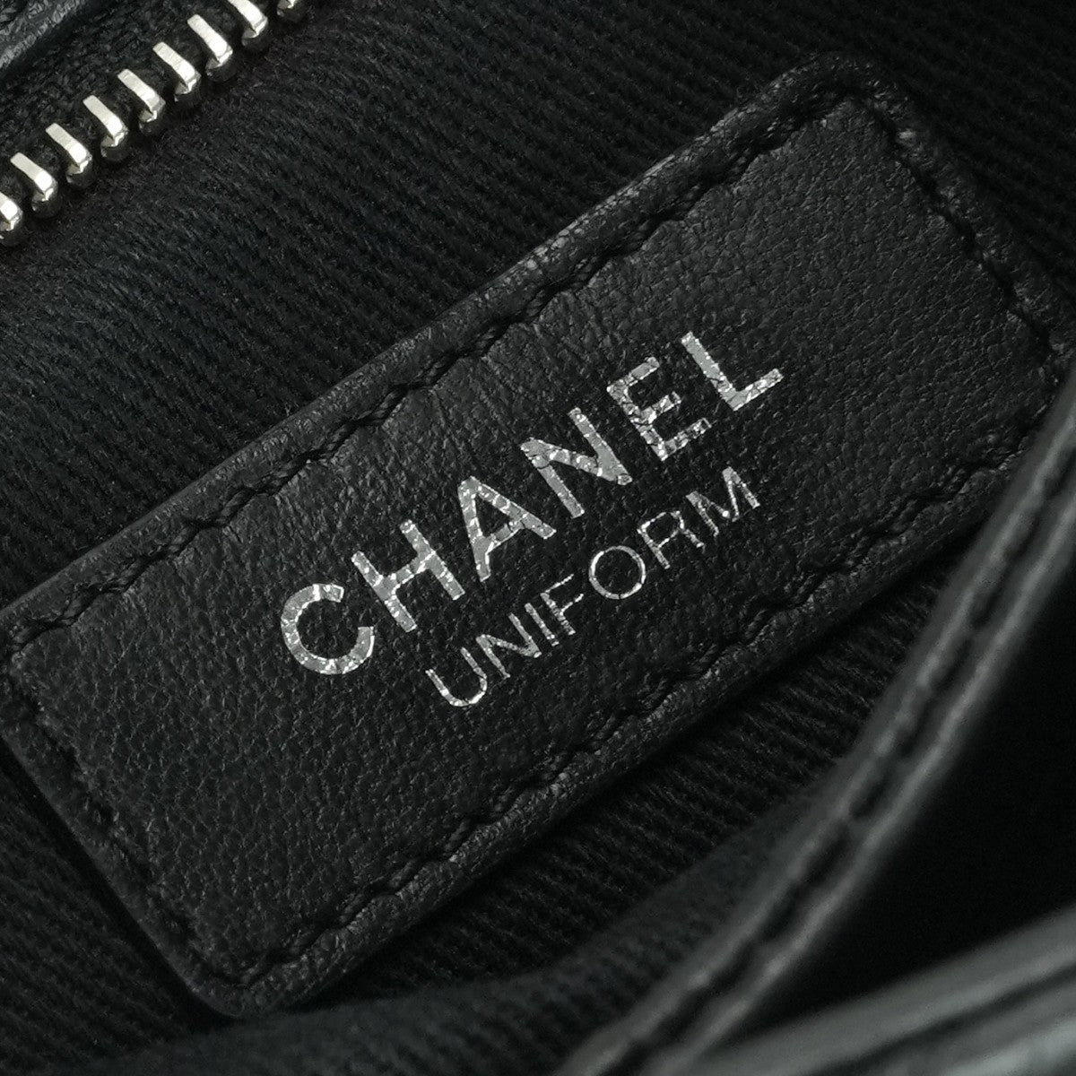 CHANEL CHANEL uniform bag shoulder bag calfskin black silver hardware chain shoulder bag coco mark coco button