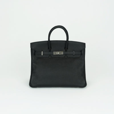 エルメス HERMES バーキン25 バーキン 25 バッグ トートバッグ エプソン ノワール ブラック 黒 シルバー金具 ヴォーエプソン