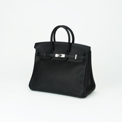 エルメス HERMES バーキン25 バーキン 25 バッグ トートバッグ エプソン ノワール ブラック 黒 シルバー金具 ヴォーエプソン