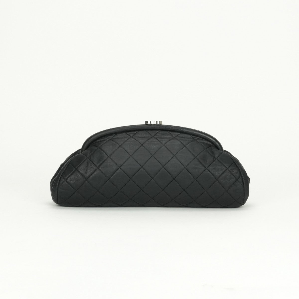 CHANEL 샤넬 Matelass? 가방, 클러치 백, 두 번째 가방, 램스 피부, 검은 색, 실버 피팅, Gamaguchi