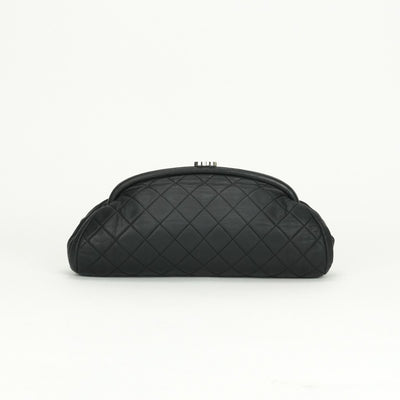 CHANEL 샤넬 Matelass? 가방, 클러치 백, 두 번째 가방, 램스 피부, 검은 색, 실버 피팅, Gamaguchi