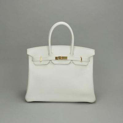 HERMES HERMES Birkin 35 Birkin 35 Bag Tote Bag Blanc White Gold Hardware Handbag