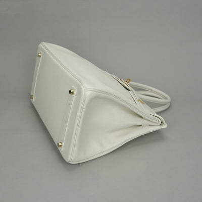 HERMES HERMES Birkin 35 Birkin 35 Bag Tote Bag Blanc White Gold Hardware Handbag