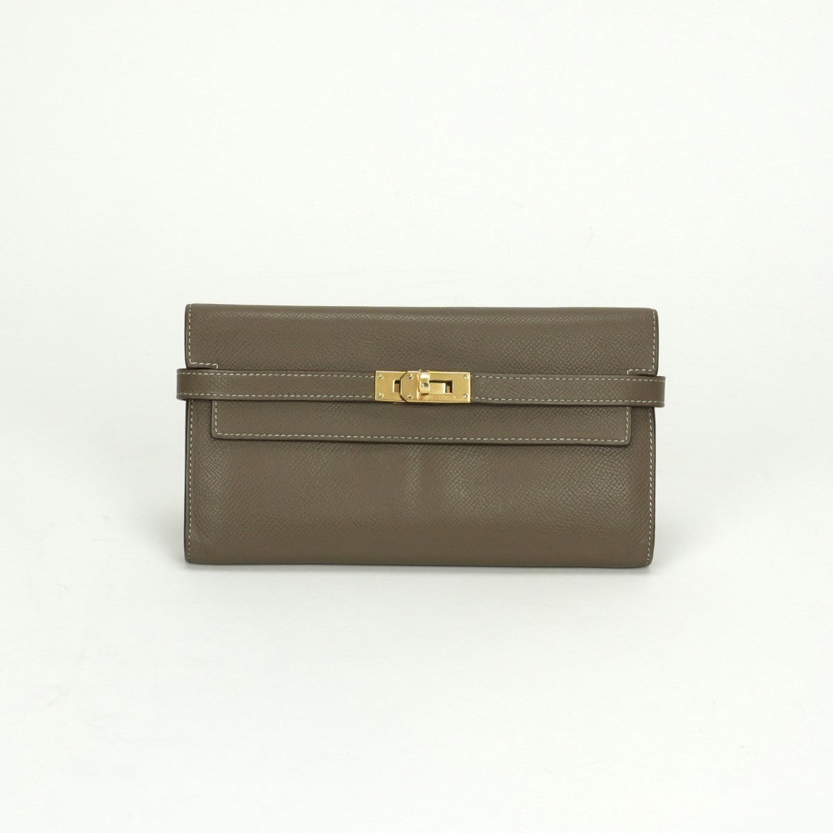 エルメス HERMES ケリーウォレット ケリーウォレットロング 財布 長財布 ロングウォレット エプソン エトゥープ Etoupe グレー Gray ゴールド金具