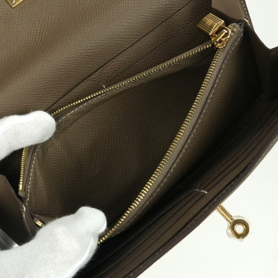 エルメス HERMES ケリーウォレット ケリーウォレットロング 財布 長財布 ロングウォレット エプソン エトゥープ Etoupe グレー Gray ゴールド金具