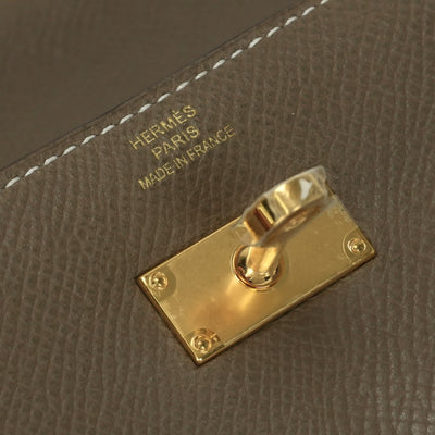 エルメス HERMES ケリーウォレット ケリーウォレットロング 財布 長財布 ロングウォレット エプソン エトゥープ Etoupe グレー Gray ゴールド金具