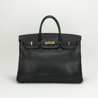 HERMES HERMES Birkin 40 Birkin 40 Bag, tote bag, Ardennes, noir, black, gold fittings