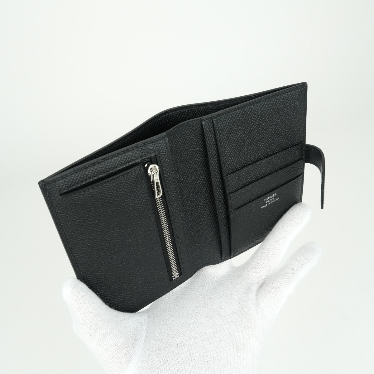 エルメス HERMES ニューパッサン ニューHパッサン 財布 二つ折り財布 ミニ財布 ミニウォレット エプソン ノワール ブラック 黒 ゴールド金具 ヴォーエプソン