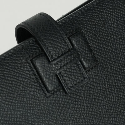 エルメス HERMES ニューパッサン ニューHパッサン 財布 二つ折り財布 ミニ財布 ミニウォレット エプソン ノワール ブラック 黒 ゴールド金具 ヴォーエプソン