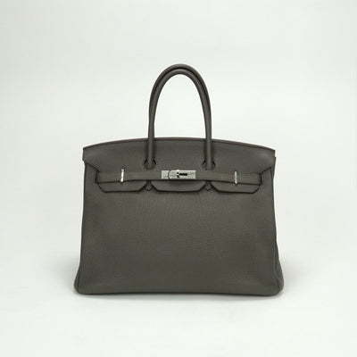 HERMES HERMES Birkin 35 Birkin 35 Bag Tote Bag Etain Gray Gray Silver Hardware Handbag
