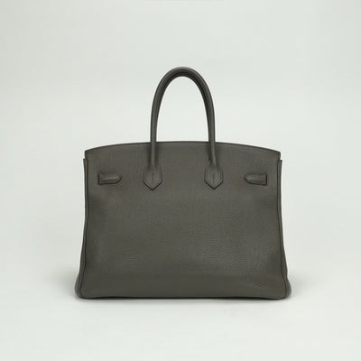 HERMES HERMES Birkin 35 Birkin 35 Bag Tote Bag Etain Gray Gray Silver Hardware Handbag