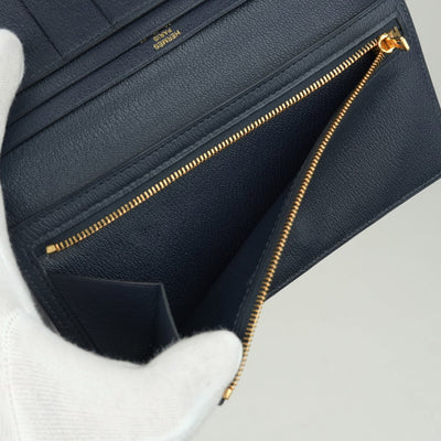 エルメス HERMES ベアンスフレ ベアン スフレ 財布 長財布 ロングウォレット アリゲーター クロコダイル ブルーマリン ネイビー 紺 ゴールド金具 エキゾチック