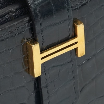 エルメス HERMES ベアンスフレ ベアン スフレ 財布 長財布 ロングウォレット アリゲーター クロコダイル ブルーマリン ネイビー 紺 ゴールド金具 エキゾチック