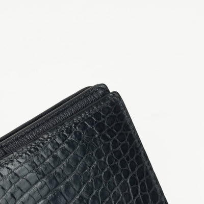 エルメス HERMES ベアンスフレ ベアン スフレ 財布 長財布 ロングウォレット アリゲーター クロコダイル ブルーマリン ネイビー 紺 ゴールド金具 エキゾチック