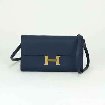 エルメス HERMES コンスタンスロングトゥーゴー コンスタンスロング トゥーゴー 財布 長財布 ロングウォレット エプソン ブルーネイビー ブルー ネイビー 青 紺 ゴールド金具 ヴォーエプソン